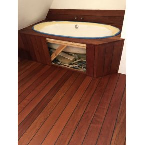 Det frdige resultat af Jatoba gulvet efter afslibningen og efterbehandlingen 2x naturolie.