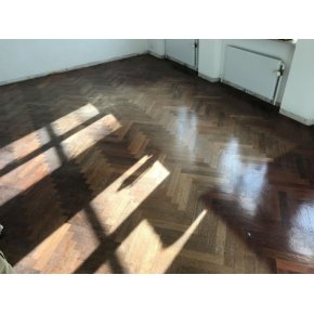 Merbau sildebens gulv afslebet & lakeret m. 3x mat lak.