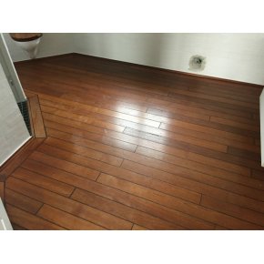 Her ses toiletgulvet fr afslibningen og efterbehandlingen.